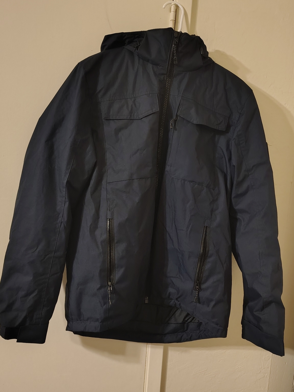 Men's Navy Hooded Jacket - Lightweight Water-Resistant Coat